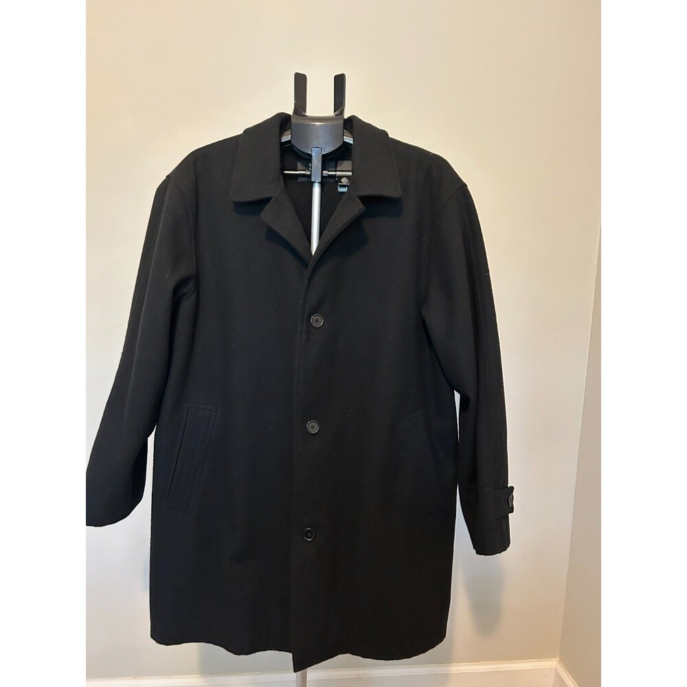 Gianni Uomo Men’s Black Wool Blend Top Coat Over Coat Large